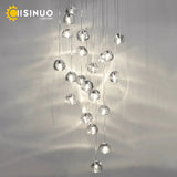 Crystal Ball Staircase Chandelier - Adjustable Cord Pendant Light Fixture