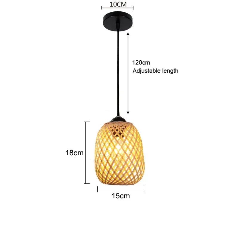Handwoven Bamboo Pendant Light - Rattan Ceiling Lamp