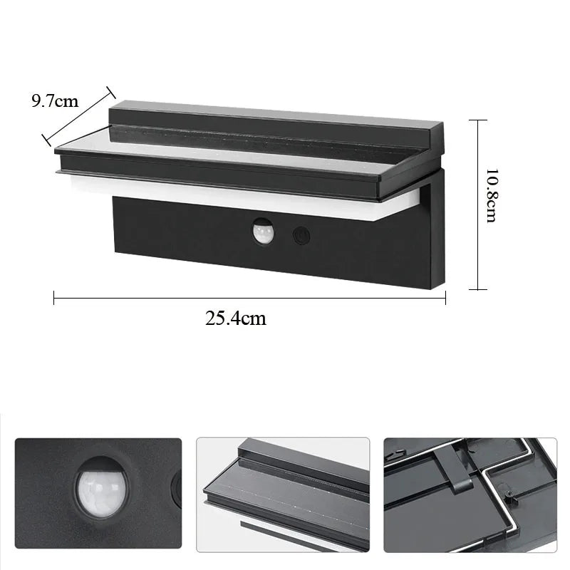 Solar Motion Sensor Wall Light IP65 Waterproof Fence and Landscape Lamp