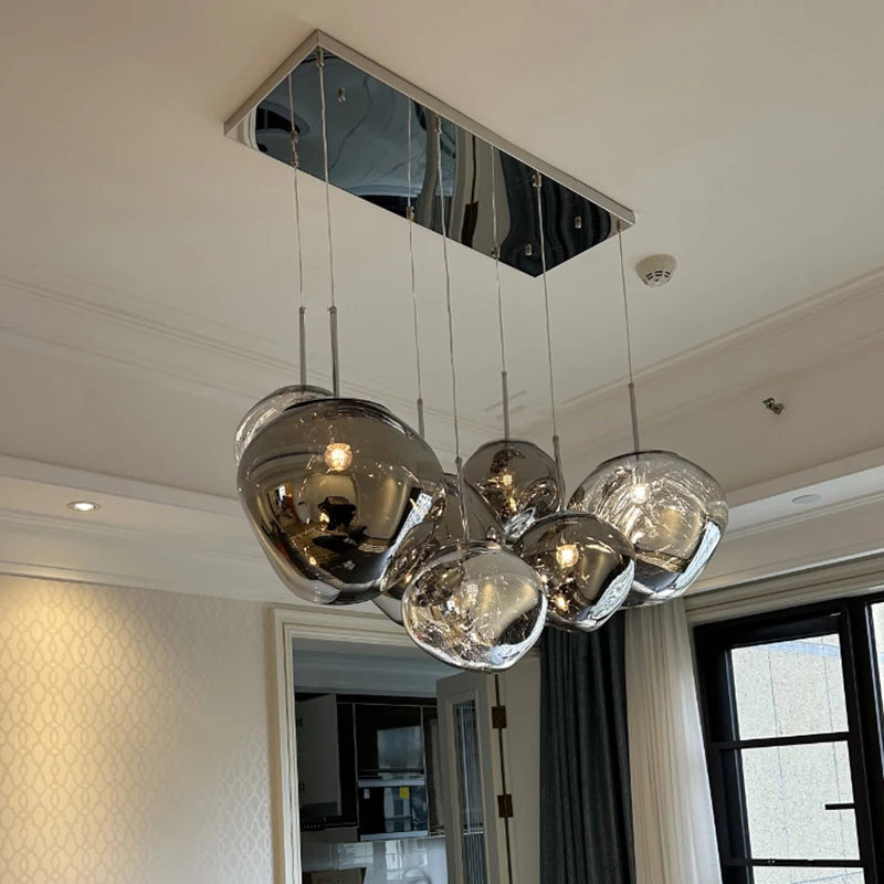 Nordic Lava Glass Multi-Color LED Cluster Pendant – Statement Chandelier