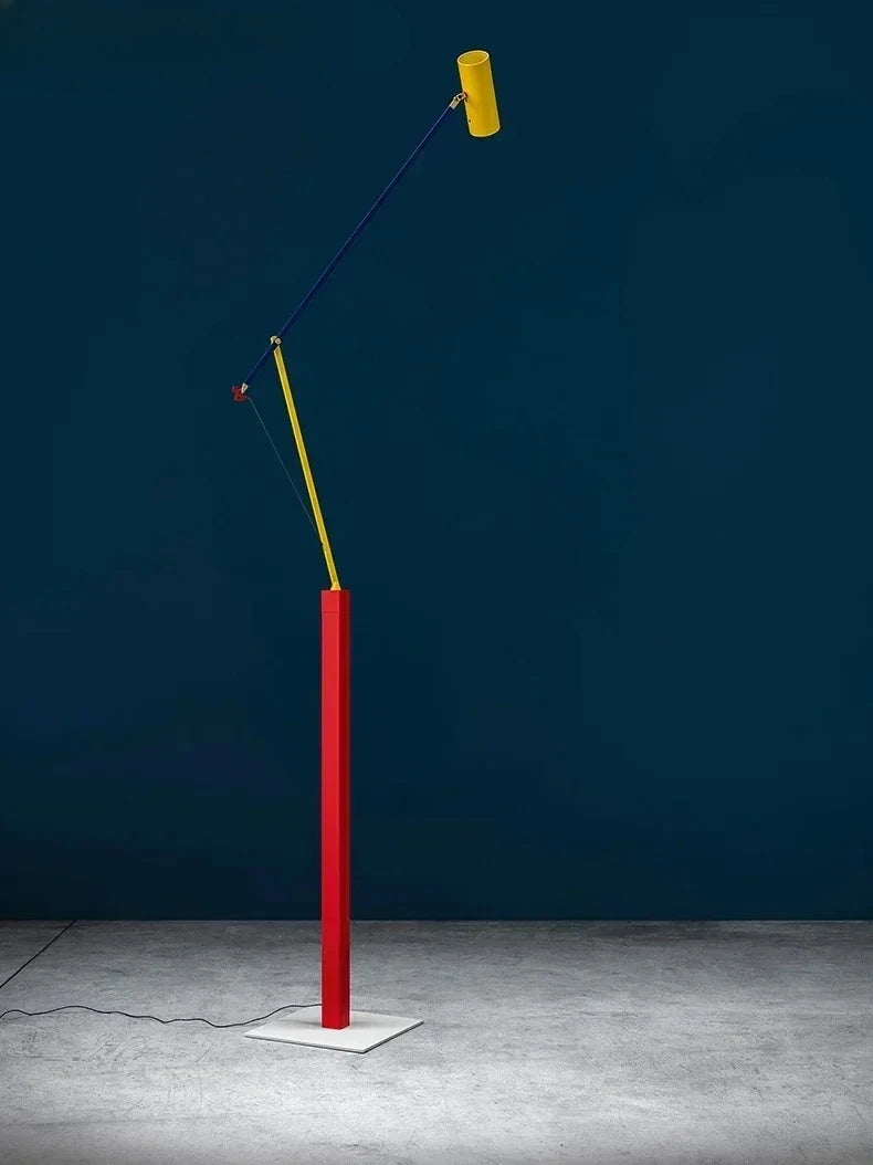 Art Deco Long-Arm LED Floor Lamp — Chrome Finish