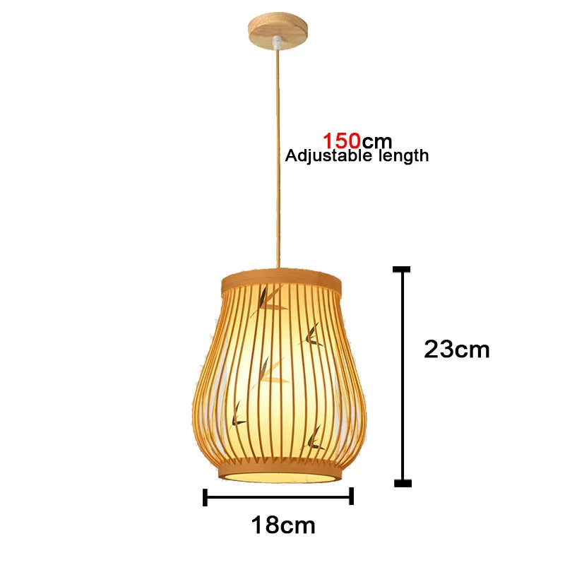 Handwoven Bamboo Pendant Light - Rattan Ceiling Lamp