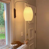 Wabi-Sabi Silk & Wood Wall Lamp – Japanese Style Sconce