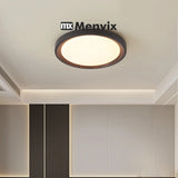 Modern Geometric Wood Grain LED Ceiling Lamp – Korean Style Flush Mount