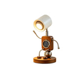 Wooden Robot Bedside Lamp - Adjustable Dimmable LED Night Light