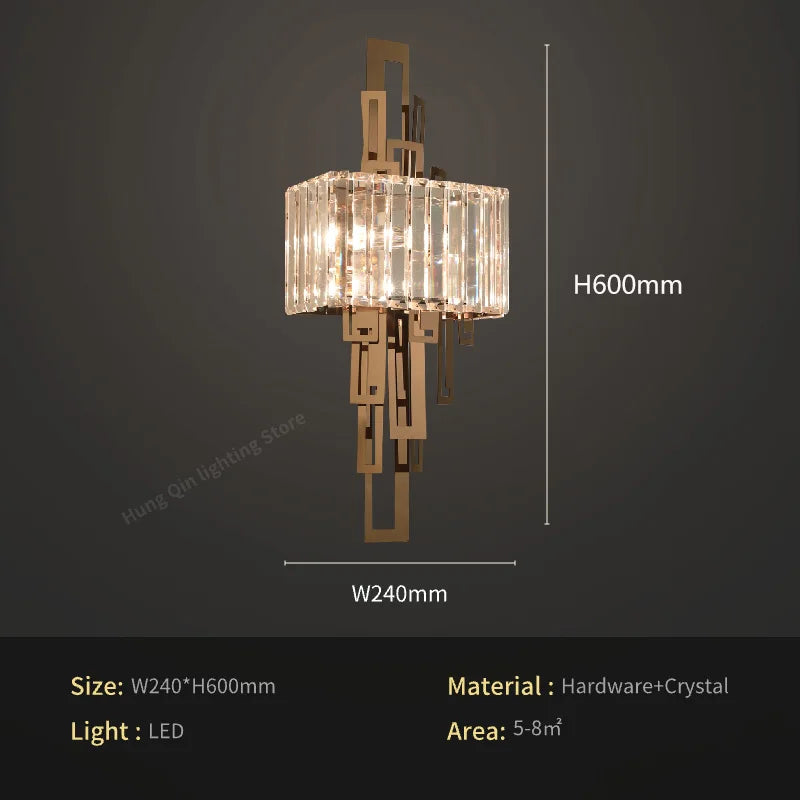Modern Crystal Wall Sconce - LED Wall Light for Living Room, Bedroom and Hallway