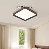 Modern Geometric Wood Grain LED Ceiling Lamp – Korean Style Flush Mount