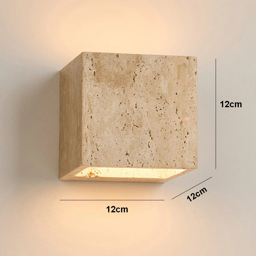 Yellow Travertine Stone Wall Sconce | Indoor & Outdoor Light