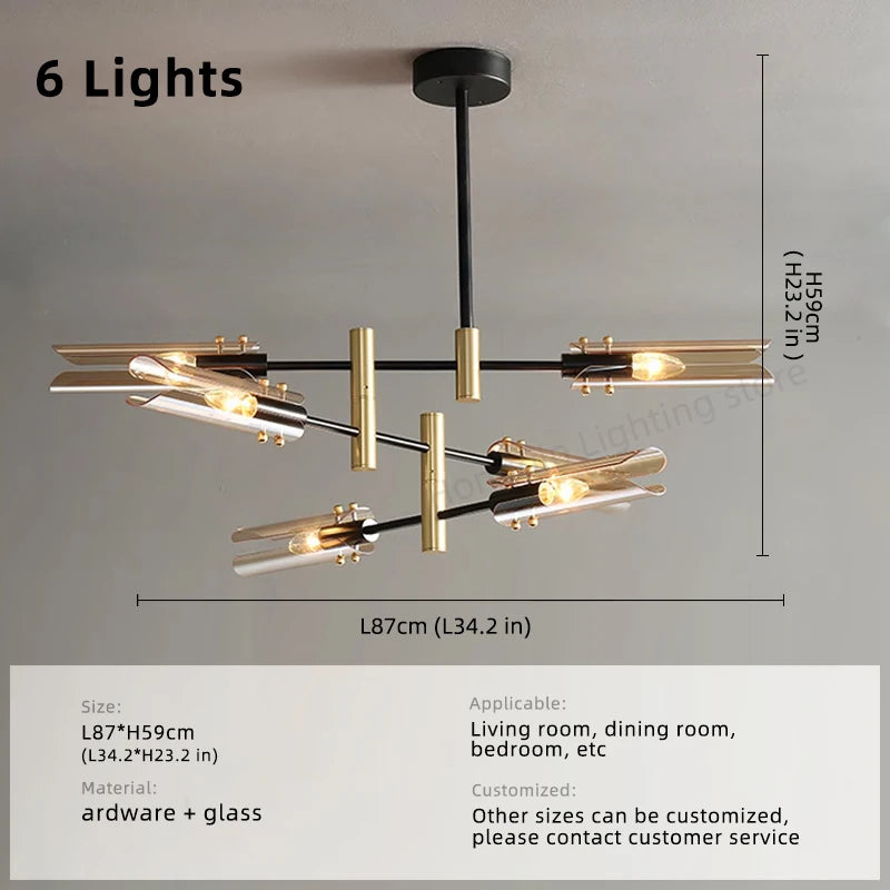 Modern LED Glass Chandelier for Living Room, Dining and Kitchen Island
