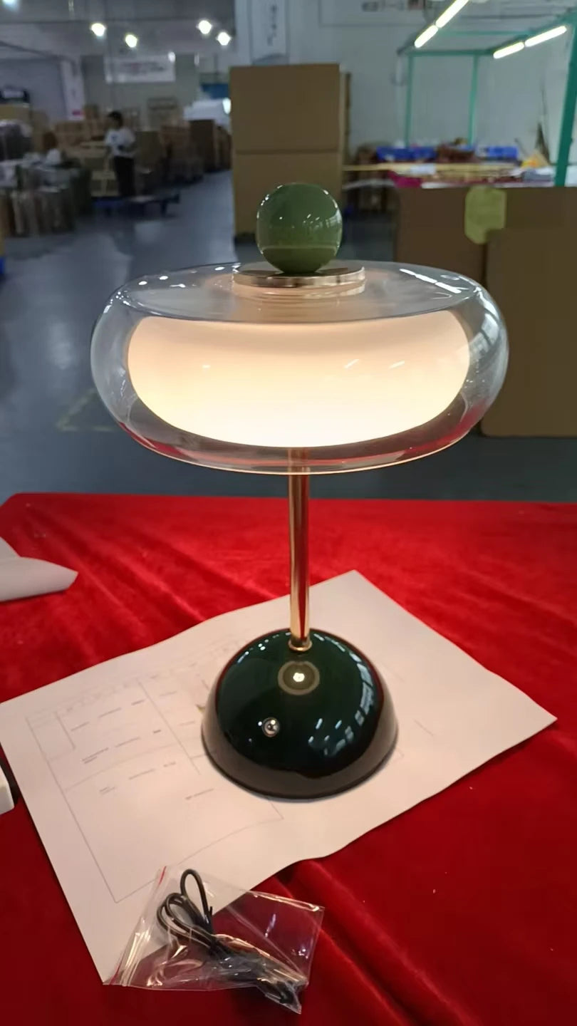 Retro Mushroom LED Table Lamp - Rechargeable Bedside Light