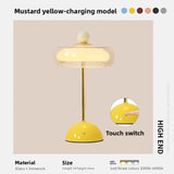 Retro Mushroom LED Table Lamp - Rechargeable Bedside Light