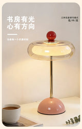 Retro Mushroom LED Table Lamp - Rechargeable Bedside Light