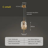 Modern Luxury Nordic Glass LED Pendant Light – Gold & Grey Chandelier for Dining Room