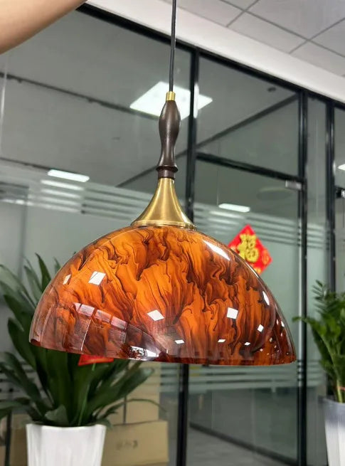 American Retro Pendant Light — Orange Acrylic Cafe & Bar Fixture