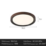 Modern Geometric Wood Grain LED Ceiling Lamp – Korean Style Flush Mount