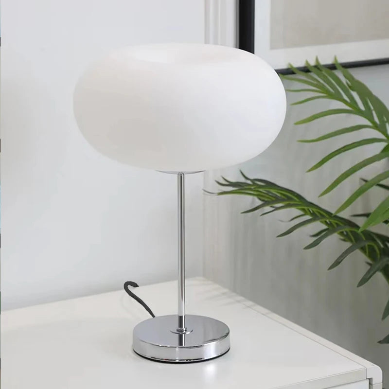 Modern White Glass Table Lamp for Bedroom & Living Room
