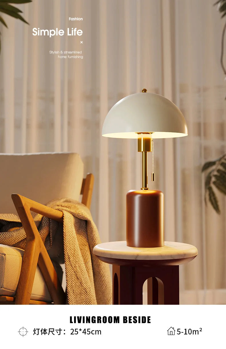 Retro Southeast Asian Solid Wood Table Lamp &mdash; Bedside Light
