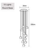 Crystal Ball Staircase Chandelier - Adjustable Cord Pendant Light Fixture