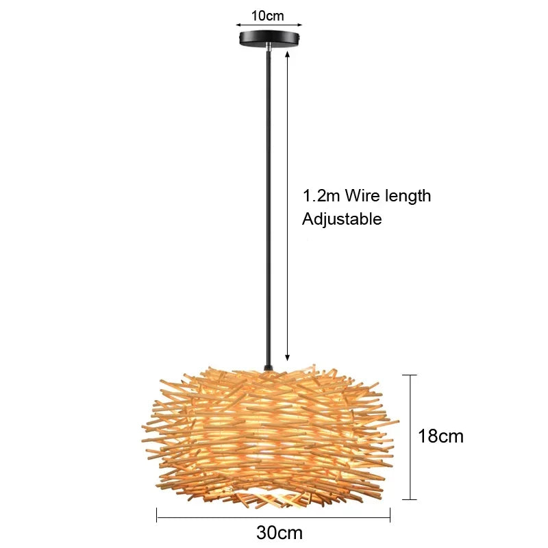 Handwoven Bamboo Pendant Light - Rattan Ceiling Lamp