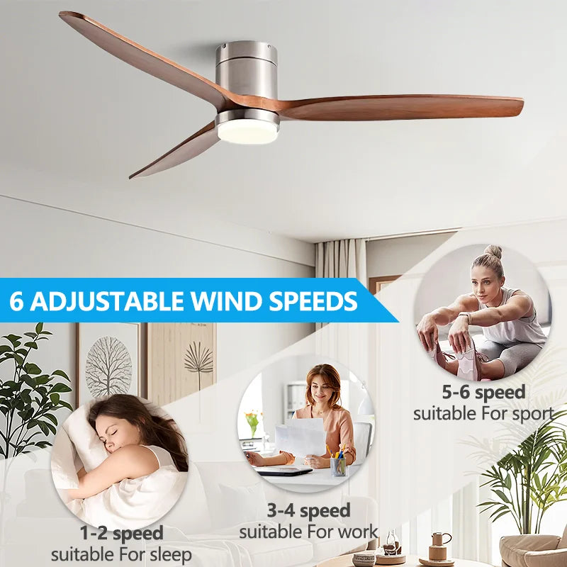 42/52/60inch Low Floor LED Ceiling Fan With 3 Colors Dimmable Light