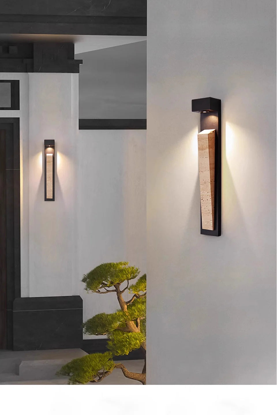 Lámpara de pared exterior impermeable IP65 - Acabado de piedra natural