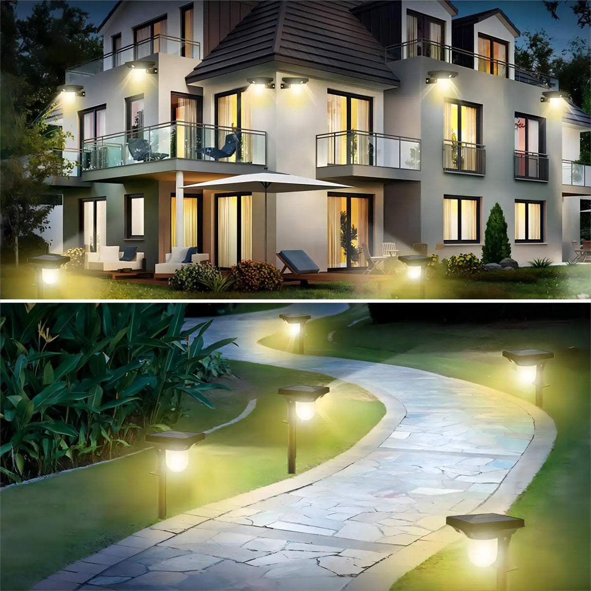 4-Pack Solar Landscape Spotlights – Waterproof LED Pathway & Wall Lights