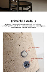 Lámpara de mesa de mármol moderna - Lámpara de noche nórdica de travertino