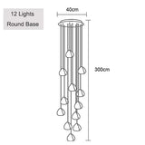 Crystal Ball Staircase Chandelier - Adjustable Cord Pendant Light Fixture
