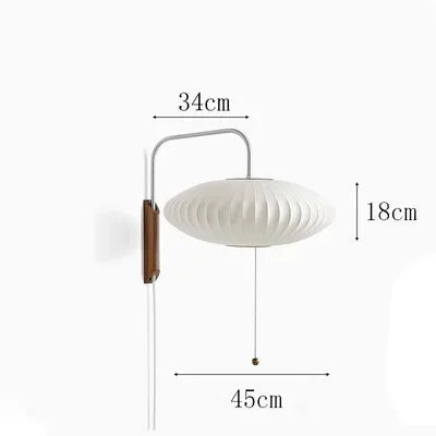 Wabi-Sabi Silk & Wood Wall Lamp – Japanese Style Sconce