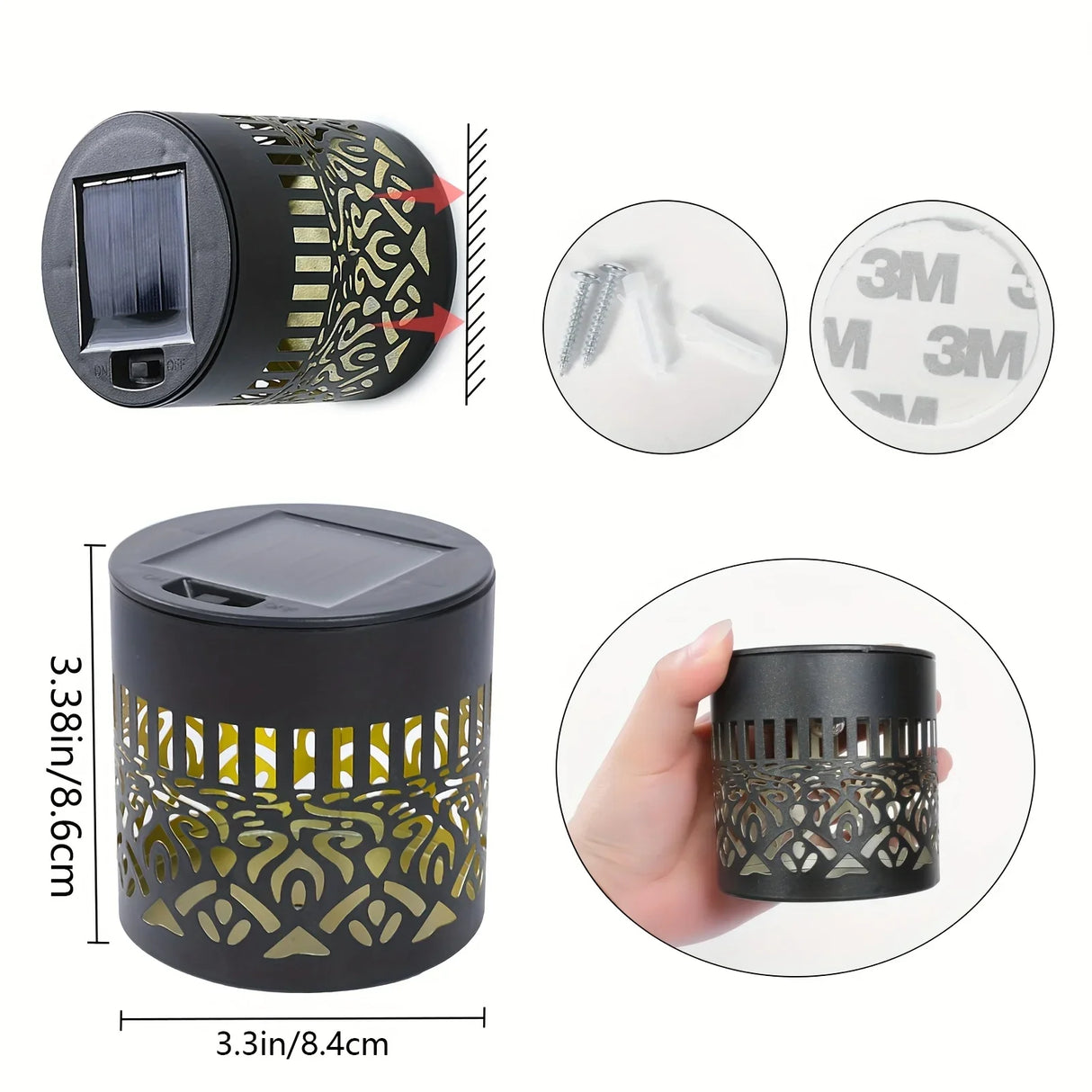 Farol Solar de Pared de Hierro - Lámpara de Pared Exterior Impermeable IP65 (Paquete de 2)