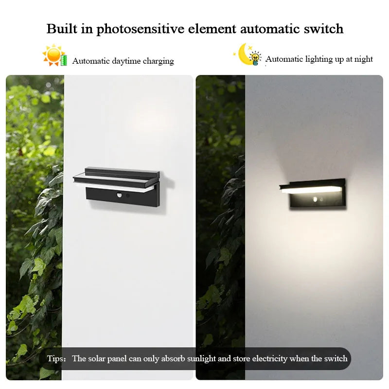 Solar Motion Sensor Wall Light IP65 Waterproof Fence and Landscape Lamp