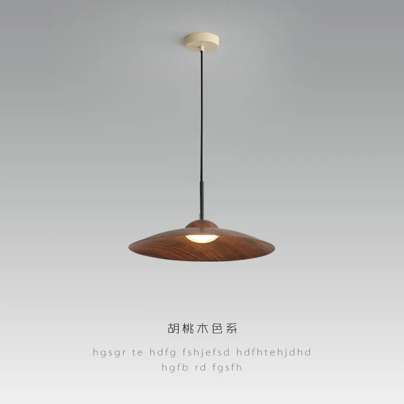 UFO Wood-Grain Dimmable LED Pendant Light