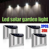 Stainless Steel Solar Wall Lights 2-Pack IP65 Waterproof Fence and Courtyard Light
