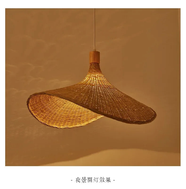 Handwoven Bamboo Pendant Light - Rattan Ceiling Lamp