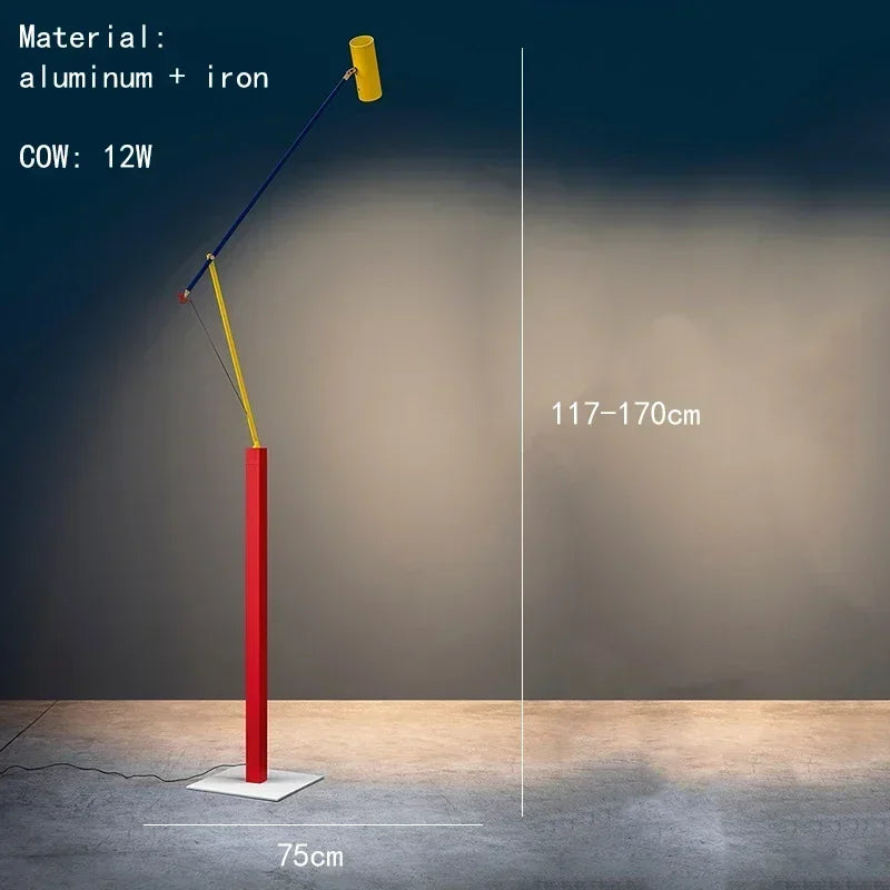 Art Deco Long-Arm LED Floor Lamp — Chrome Finish