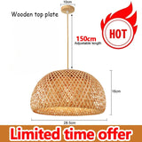 Handwoven Bamboo Pendant Light - Rattan Ceiling Lamp