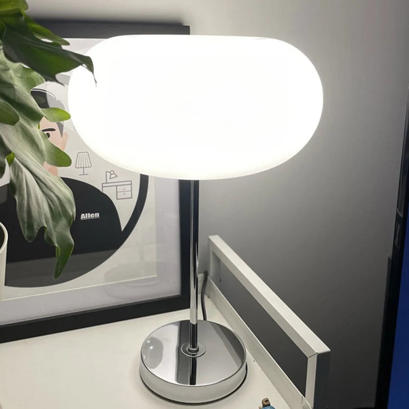 Modern White Glass Table Lamp for Bedroom & Living Room