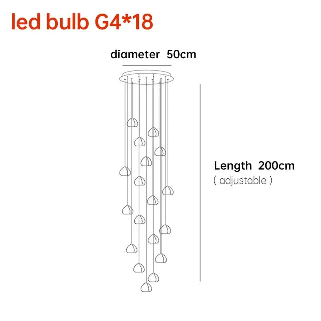 Crystal Ball Staircase Chandelier - Adjustable Cord Pendant Light Fixture