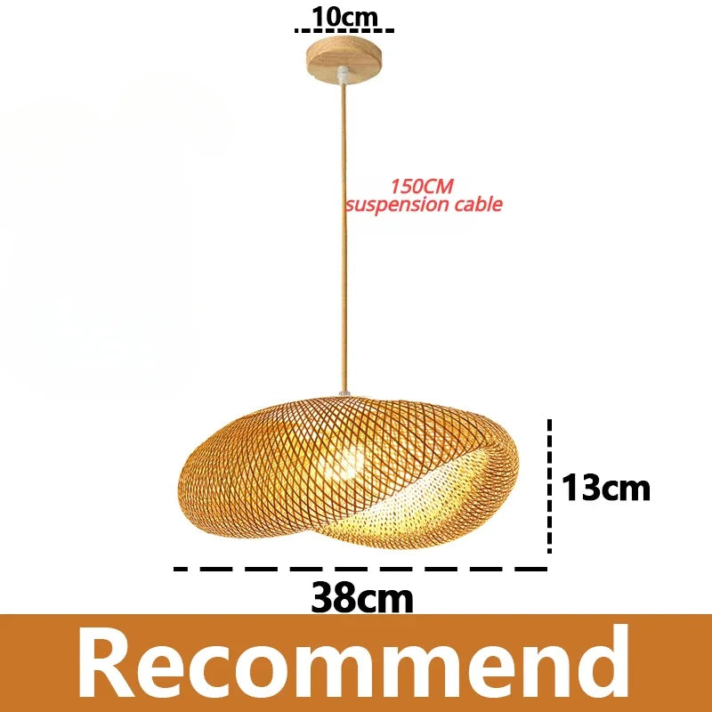 Handwoven Bamboo Pendant Light - Rattan Ceiling Lamp