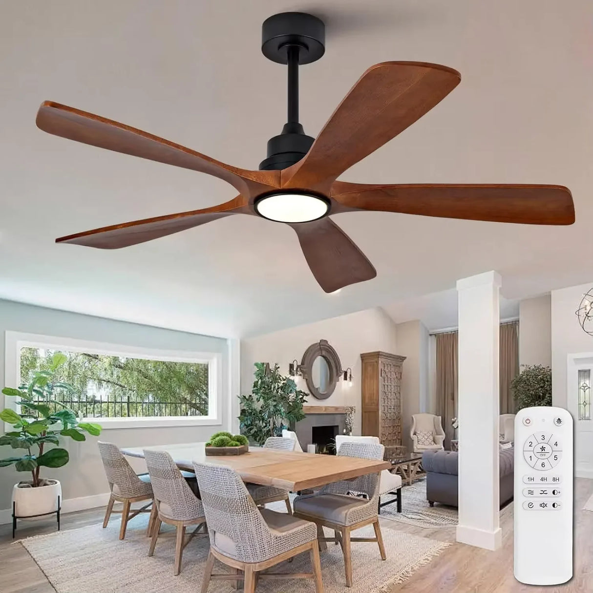 42/52/60 Inch Vintage Large Strong Wind  LED Ceiling Fan Light