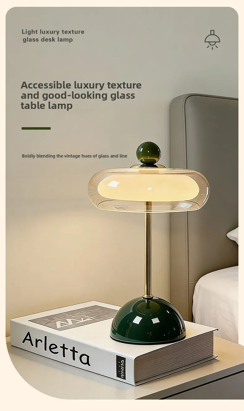 Retro Mushroom LED Table Lamp - Rechargeable Bedside Light