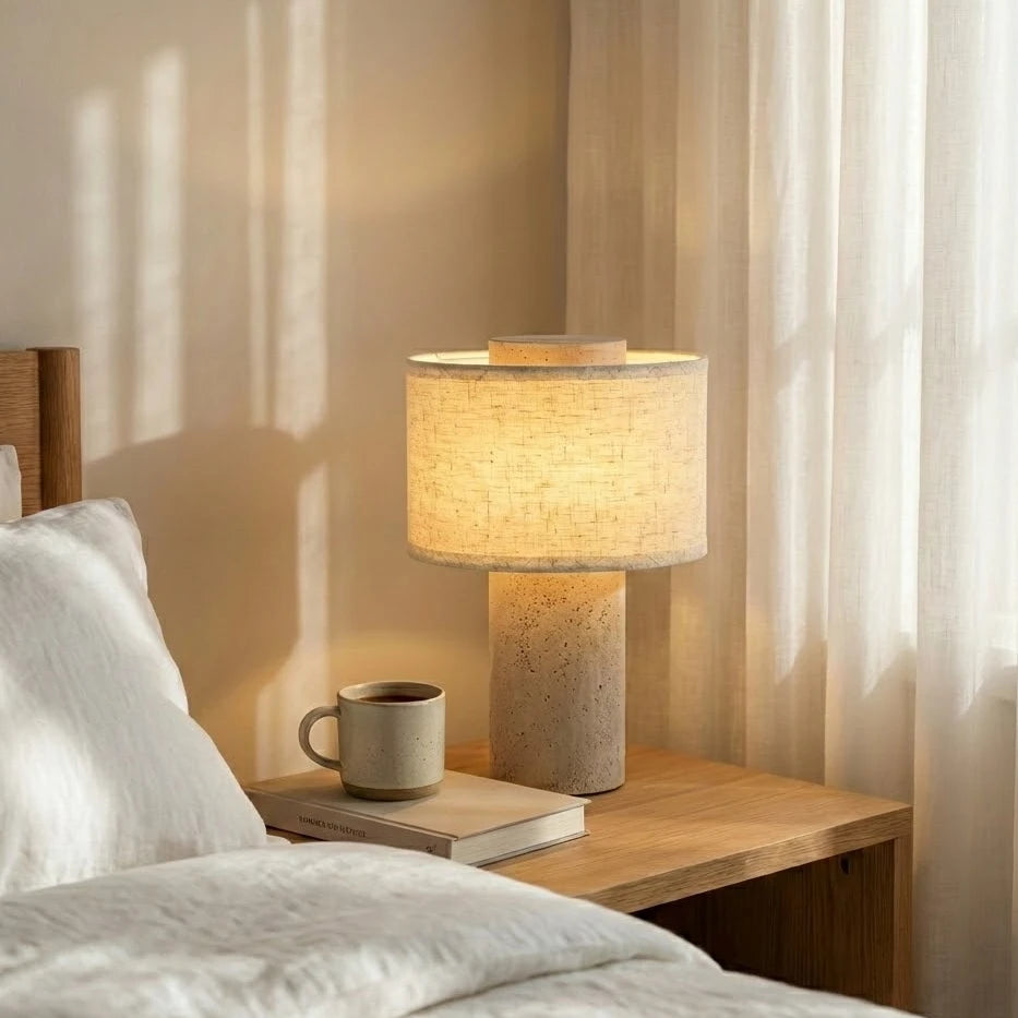 Lámpara de mesa de mármol moderna - Lámpara de noche nórdica de travertino