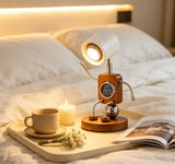 Wooden Robot Bedside Lamp - Adjustable Dimmable LED Night Light