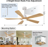 42/52/60 Inch Vintage Large Strong Wind  LED Ceiling Fan Light