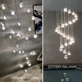 Crystal Ball Staircase Chandelier - Adjustable Cord Pendant Light Fixture