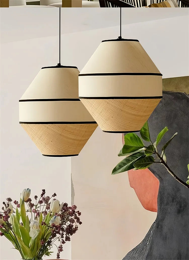 Wabi-Sabi Japanese Fabric Pendant Light - Bedroom & Restaurant
