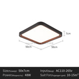 Modern Geometric Wood Grain LED Ceiling Lamp – Korean Style Flush Mount