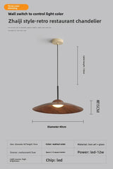 UFO Wood-Grain Dimmable LED Pendant Light