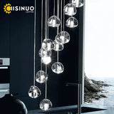 Crystal Ball Staircase Chandelier - Adjustable Cord Pendant Light Fixture