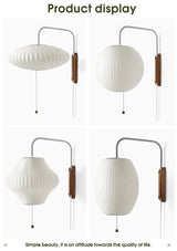 Wabi-Sabi Silk & Wood Wall Lamp – Japanese Style Sconce